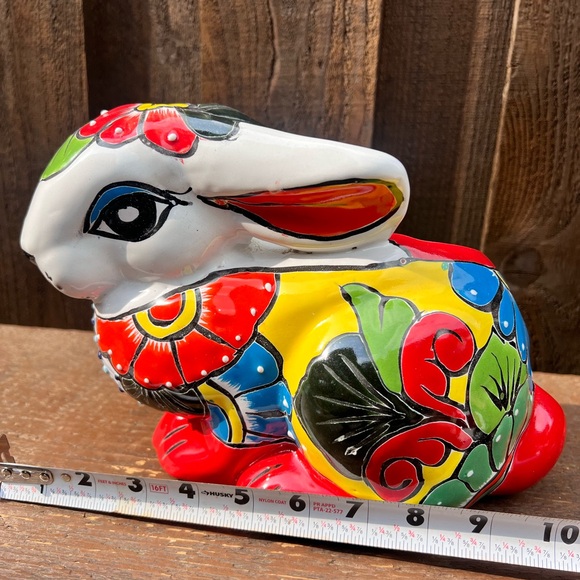 Colorful Ceramic Rabbit Planter, Pottery. - Picture 7 of 7